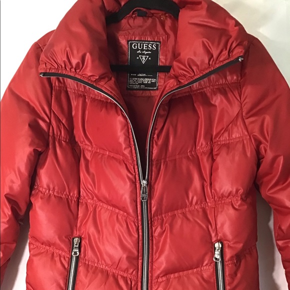 Guess Nylon Red Down Jacket Coat - Picture 4 of 13